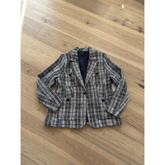 Halogen Womens Gray Libbie Plaid Tweed Blazer Jacket Size Large NWT - Picture 5 of 12